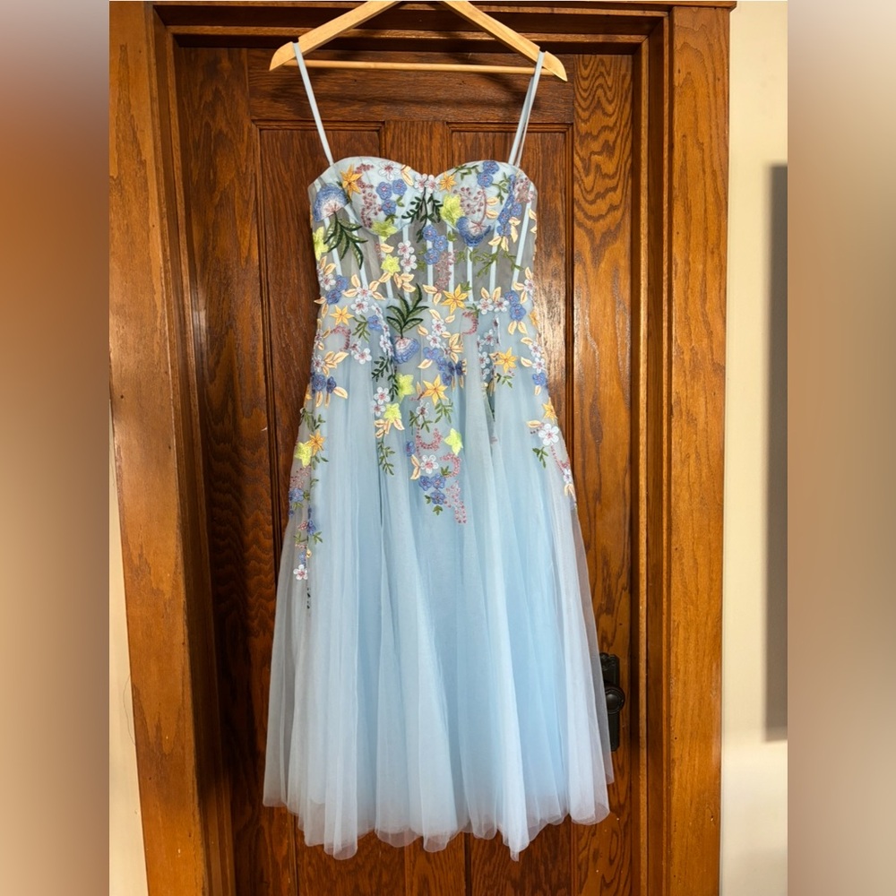 Iverine Sky Blue Multi Midi Dress